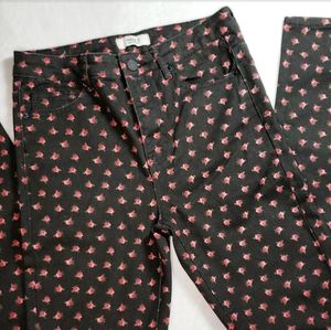 Forever 21 Black with Roses Skinny Jeans Sz 25
